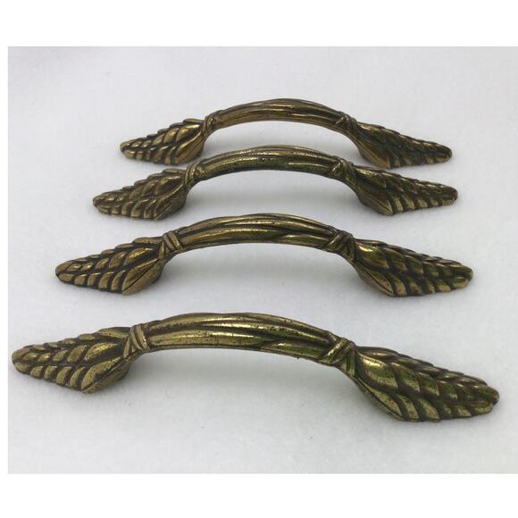 American Standard Vintage Brass Drawer Pulls Hardware set of 4 - Picture 2 of 5